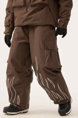 Women's Off White Reflective Flame Baggy Utility Snow Pants