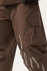 Women's Khaki Reflective Flame Baggy Utility Snow Pants