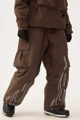 Women's Off White Reflective Flame Baggy Utility Snow Pants