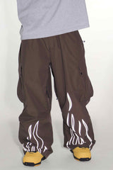 Women's Off White Reflective Flame Baggy Utility Snow Pants