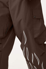 Men's Black Reflective Flame Baggy Utility Snow Pants