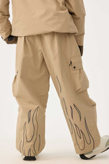 Women's Off White Reflective Flame Baggy Utility Snow Pants