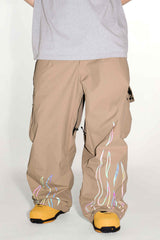 Women's Off White Reflective Flame Baggy Utility Snow Pants
