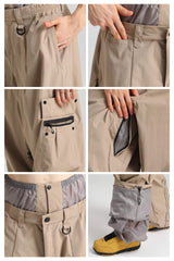 Women's Khaki Reflective Flame Baggy Utility Snow Pants