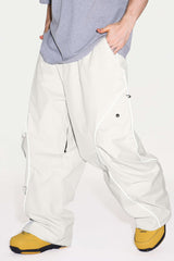 Men’s Off White Durable Reflective Stripe Baggy Snow Pants