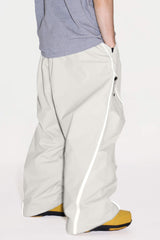 Men’s Off White Durable Reflective Stripe Baggy Snow Pants