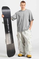 Men’s Coffee Durable Reflective Stripe Baggy Snow Pants