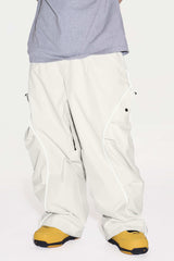 Men’s Khaki Durable Reflective Stripe Baggy Snow Pants