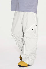 Men’s Black Durable Reflective Stripe Baggy Snow Pants