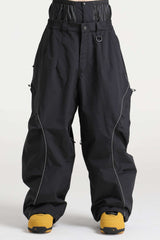 Men’s Black Durable Reflective Stripe Baggy Snow Pants