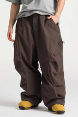 Men’s Black Durable Reflective Stripe Baggy Snow Pants