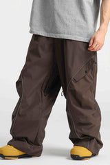 Men’s Black Durable Reflective Stripe Baggy Snow Pants