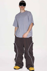 Men’s Khaki Durable Reflective Stripe Baggy Snow Pants