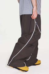 Men’s Khaki Durable Reflective Stripe Baggy Snow Pants