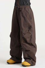 Men’s Black Durable Reflective Stripe Baggy Snow Pants