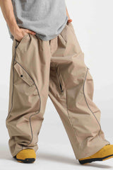 Men’s Off White Durable Reflective Stripe Baggy Snow Pants