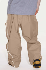 Men’s Black Durable Reflective Stripe Baggy Snow Pants