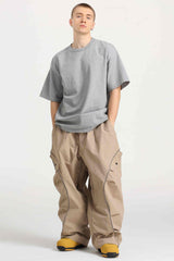 Men’s Black Durable Reflective Stripe Baggy Snow Pants