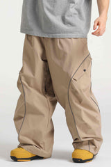 Men’s Khaki Durable Reflective Stripe Baggy Snow Pants