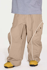 Men’s Black Durable Reflective Stripe Baggy Snow Pants