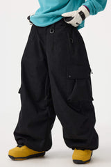 Women's Off White Baggy Structured Soft Corduroy Snow Pants
