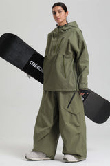 Women's Army Green Side-Zip Vent Fully Sealed Insulated Snow Anorak