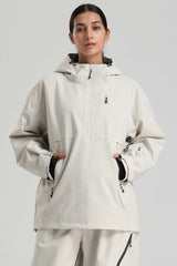 Women's Khaki Side-Zip Vent Fully Sealed Insulated Snow Anorak