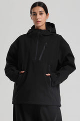 Women's Black Side-Zip Vent Fully Sealed Insulated Snow Anorak