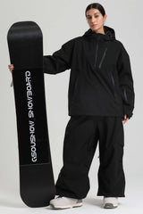 Women's Black Side-Zip Vent Fully Sealed Insulated Snow Anorak