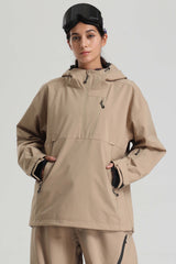 Women's Light Gray Side-Zip Vent Fully Sealed Insulated Snow Anorak