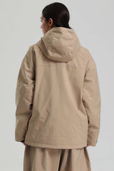 Women's Khaki Side-Zip Vent Fully Sealed Insulated Snow Anorak