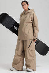 Women's Khaki Side-Zip Vent Fully Sealed Insulated Snow Anorak