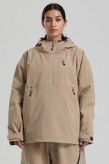 Women's Khaki Side-Zip Vent Fully Sealed Insulated Snow Anorak