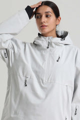 Women's Light Gray Side-Zip Vent Fully Sealed Insulated Snow Anorak