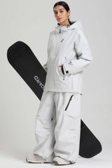 Women's Light Gray Side-Zip Vent Fully Sealed Insulated Snow Anorak