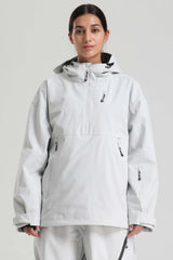 Women's Light Gray Side-Zip Vent Fully Sealed Insulated Snow Anorak