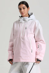 Women's Pink Gradient Side-Zip Vent Fully Sealed Insulated Snow Anorak