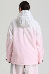 Women's Pink Gradient Side-Zip Vent Fully Sealed Insulated Snow Anorak