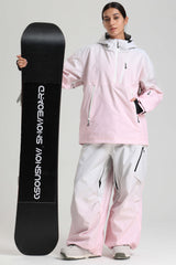 Women's Pink Gradient Side-Zip Vent Fully Sealed Insulated Snow Anorak