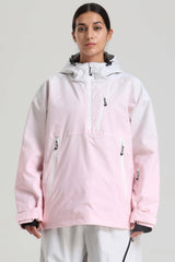 Women's Pink Gradient Side-Zip Vent Fully Sealed Insulated Snow Anorak