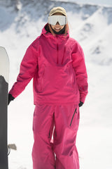 Women's Light Gray Side-Zip Vent Fully Sealed Insulated Snow Anorak