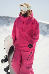Women's Pink Gradient Side-Zip Vent Fully Sealed Insulated Snow Anorak