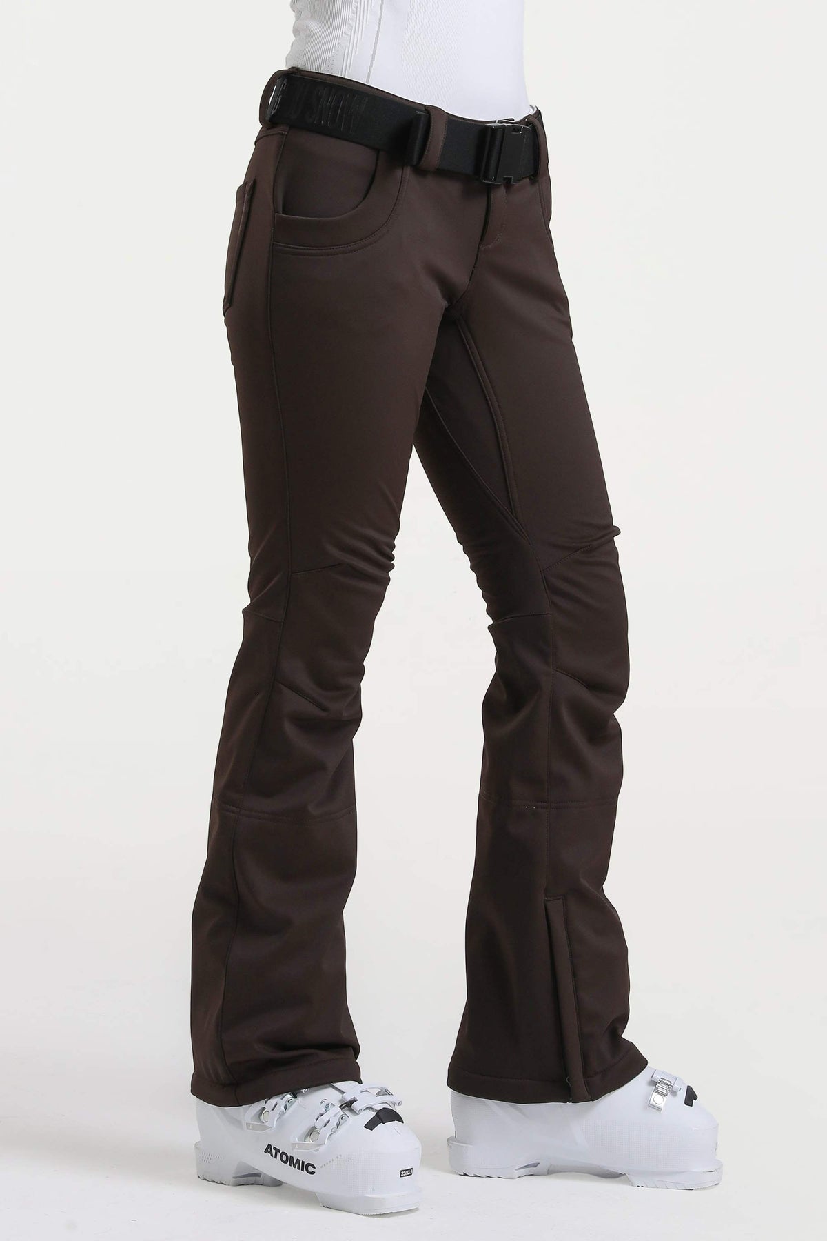 Women’s Dark Brown Slim Fit Waterproof Flared Hem Ski Pants