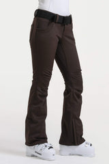 Women’s Red Slim Fit Waterproof Flared Hem Ski Pants