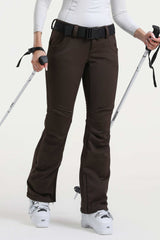 Women’s Khaki Slim Fit Waterproof Flared Hem Ski Pants