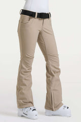 Women’s Dark Brown Slim Fit Waterproof Flared Hem Ski Pants