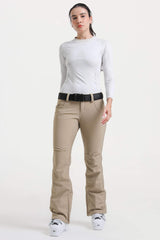 Women’s Dark Brown Slim Fit Waterproof Flared Hem Ski Pants