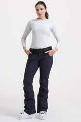 Women’s Red Slim Fit Waterproof Flared Hem Ski Pants