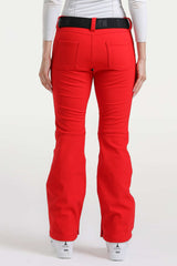Women’s Red Slim Fit Waterproof Flared Hem Ski Pants