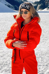 Women's Black Stain-resistant Down One-Piece Ski Suit